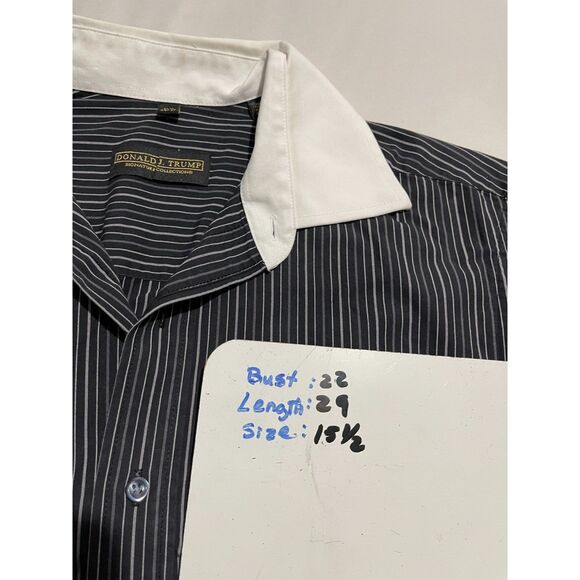 Donald J Trump Signature Collection button up shirt stripe white collar men 15.5 - Picture 6 of 6